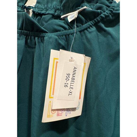 Lularoe Annabelle Dress Long Sleeve, Tiered, Knee Length, Green, XL, NWT - Picture 3 of 3